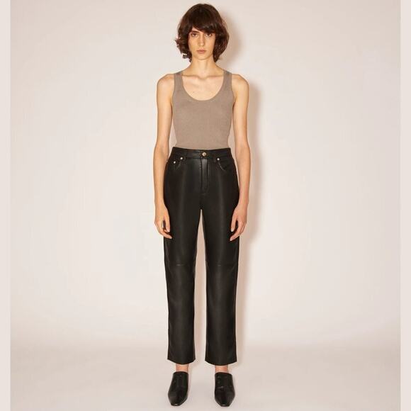 Nanushka Black Vinni Cropped Vegan Leather Pants - Picture 1 of 6